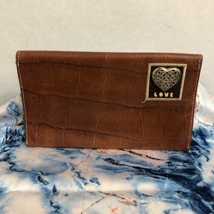 Brighton Brown Leather Envelope Wallet Clutch